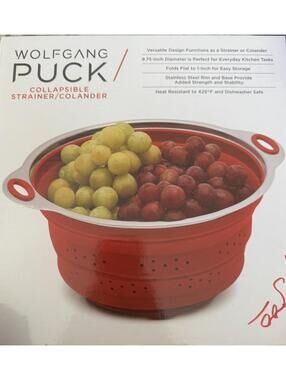 Wolfgang Puck Collapsible Red Silicone Strainer/Colander